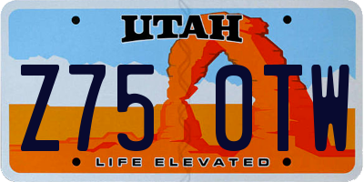 UT license plate Z750TW