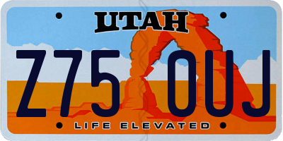 UT license plate Z750UJ