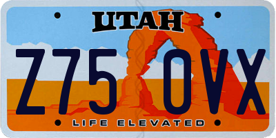 UT license plate Z750VX
