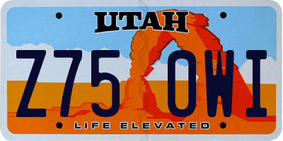 UT license plate Z750WI