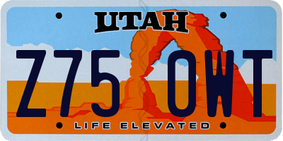 UT license plate Z750WT