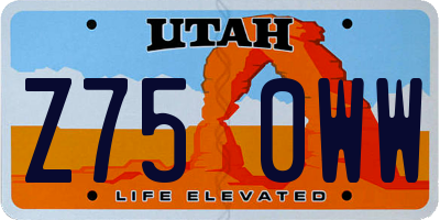 UT license plate Z750WW