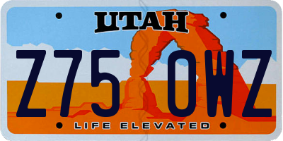 UT license plate Z750WZ