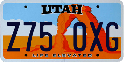 UT license plate Z750XG