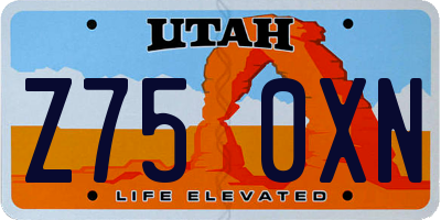 UT license plate Z750XN