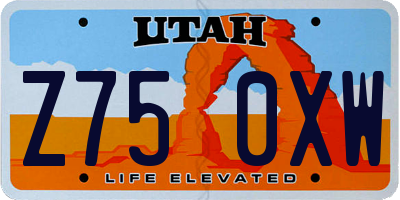 UT license plate Z750XW