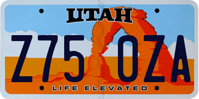 UT license plate Z750ZA
