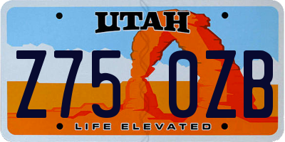 UT license plate Z750ZB