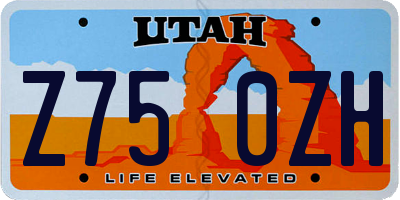 UT license plate Z750ZH