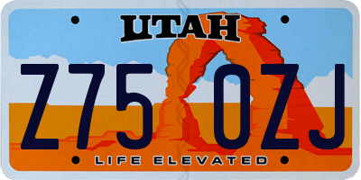 UT license plate Z750ZJ