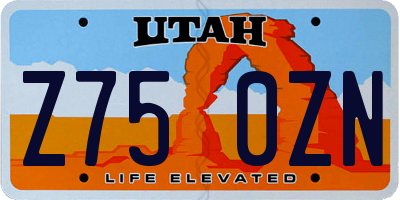 UT license plate Z750ZN
