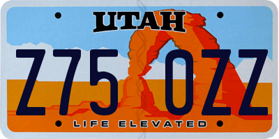 UT license plate Z750ZZ