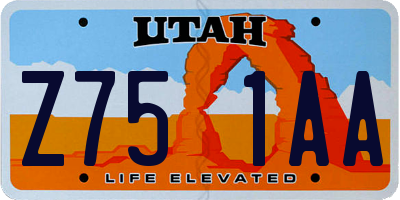 UT license plate Z751AA