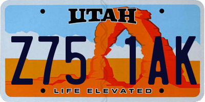 UT license plate Z751AK