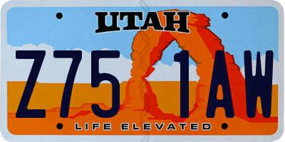 UT license plate Z751AW