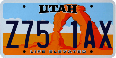 UT license plate Z751AX