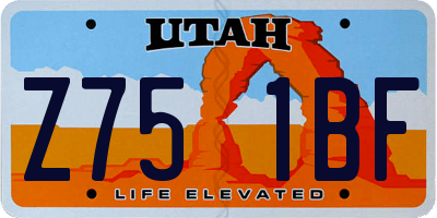 UT license plate Z751BF