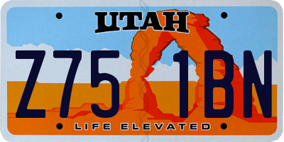 UT license plate Z751BN