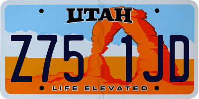 UT license plate Z751JD