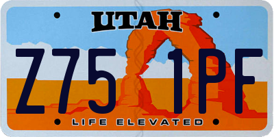 UT license plate Z751PF