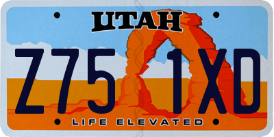 UT license plate Z751XD