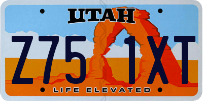 UT license plate Z751XT