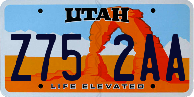 UT license plate Z752AA