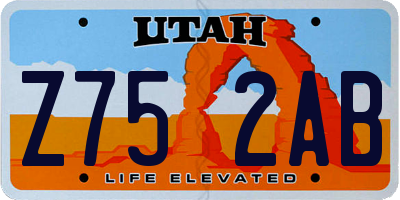 UT license plate Z752AB