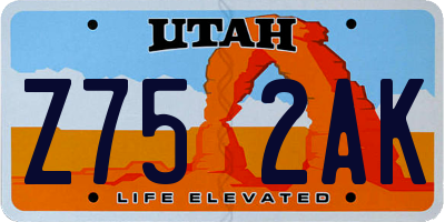 UT license plate Z752AK