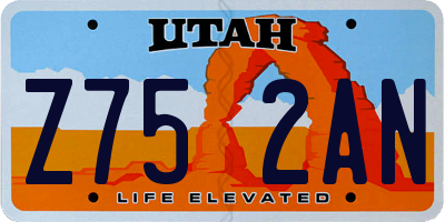 UT license plate Z752AN