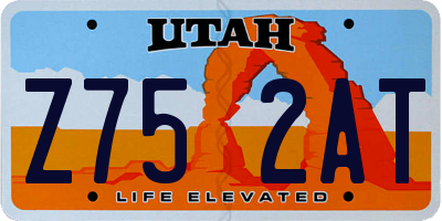 UT license plate Z752AT