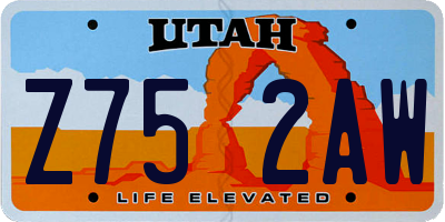UT license plate Z752AW