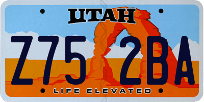 UT license plate Z752BA