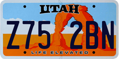 UT license plate Z752BN