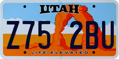 UT license plate Z752BU