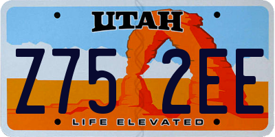 UT license plate Z752EE