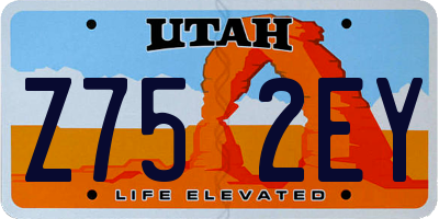 UT license plate Z752EY