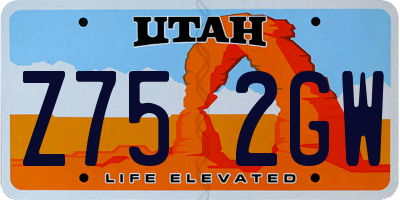 UT license plate Z752GW