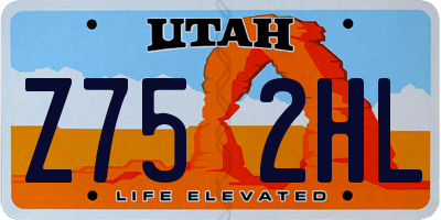 UT license plate Z752HL