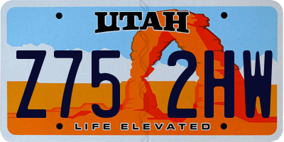 UT license plate Z752HW
