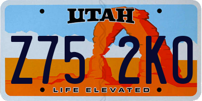 UT license plate Z752KO