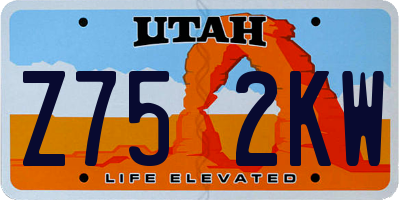 UT license plate Z752KW