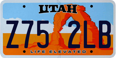 UT license plate Z752LB