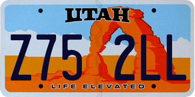 UT license plate Z752LL