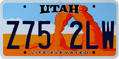 UT license plate Z752LW