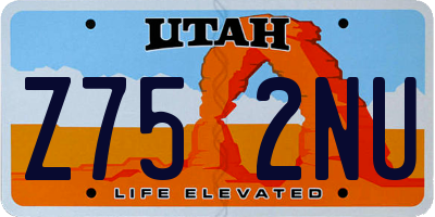 UT license plate Z752NU