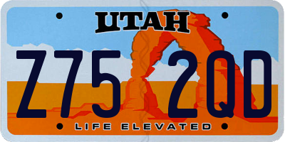 UT license plate Z752QD