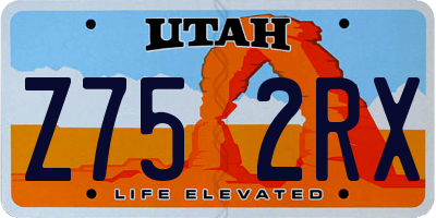 UT license plate Z752RX