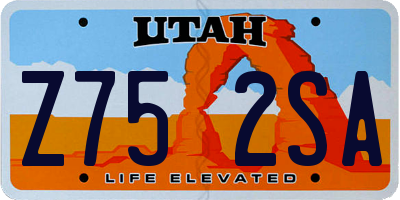 UT license plate Z752SA
