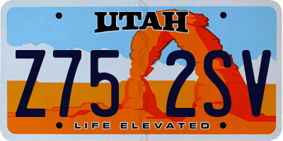 UT license plate Z752SV